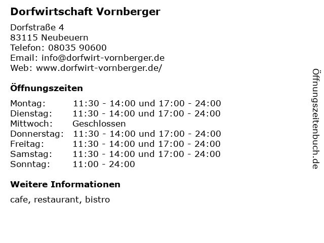 Dorfwirtschaft Vornberger in Neubeuern: Adresse und Öffnungszeiten
