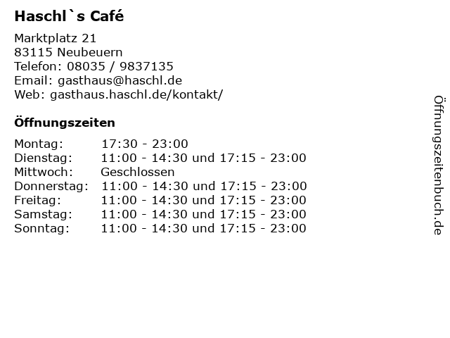 Haschl`s Café in Neubeuern: Adresse und Öffnungszeiten