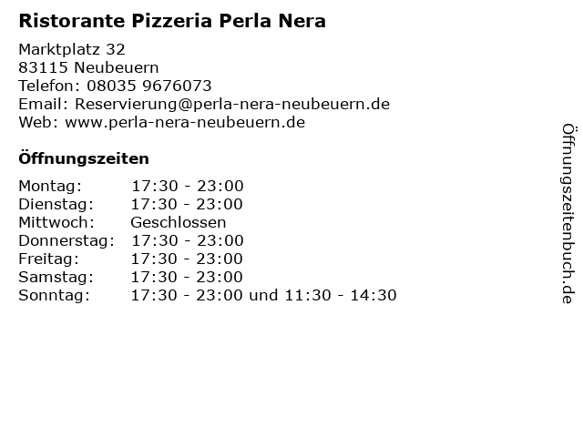Ristorante Pizzeria Perla Nera in Neubeuern: Adresse und Öffnungszeiten