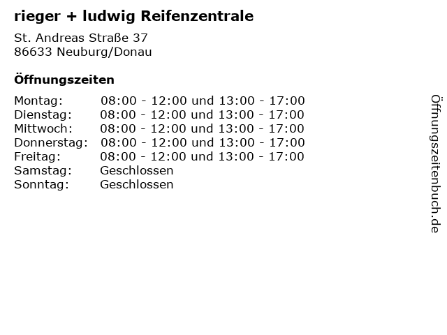 rieger + ludwig Reifenzentrale in Neuburg/Donau: Adresse und Öffnungszeiten