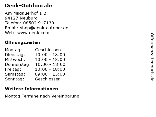 Denk-Outdoor.de in Neuburg: Adresse und Öffnungszeiten