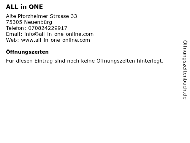 ALL in ONE in Neuenbürg: Adresse und Öffnungszeiten