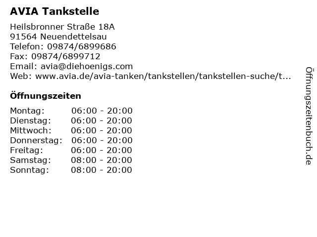 AVIA Tankstelle in Neuendettelsau: Adresse und Öffnungszeiten