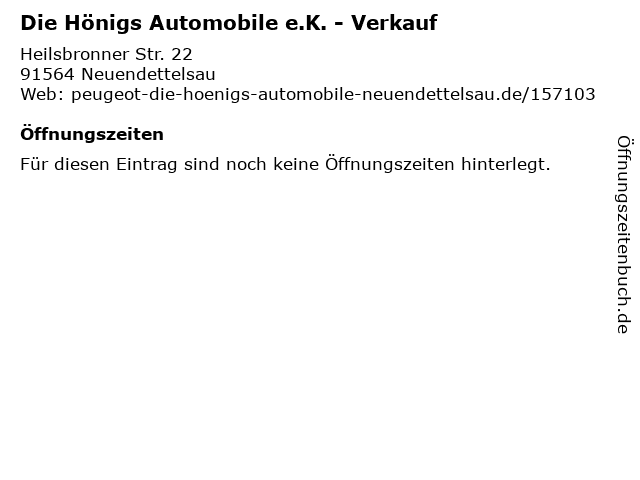 Die Hönigs Automobile e.K. - Verkauf in Neuendettelsau: Adresse und Öffnungszeiten