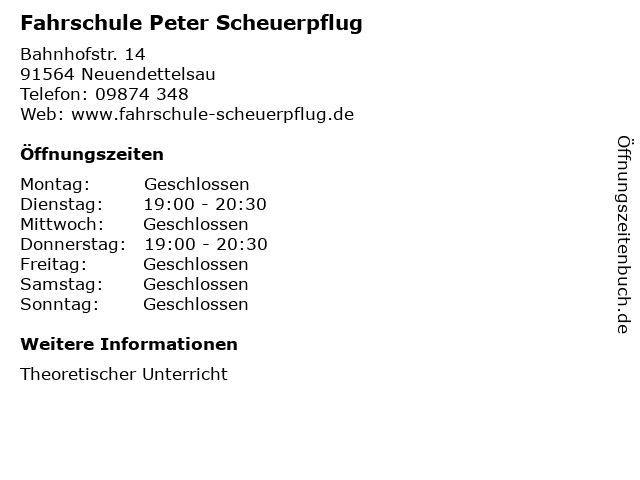Fahrschule Peter Scheuerpflug in Neuendettelsau: Adresse und Öffnungszeiten