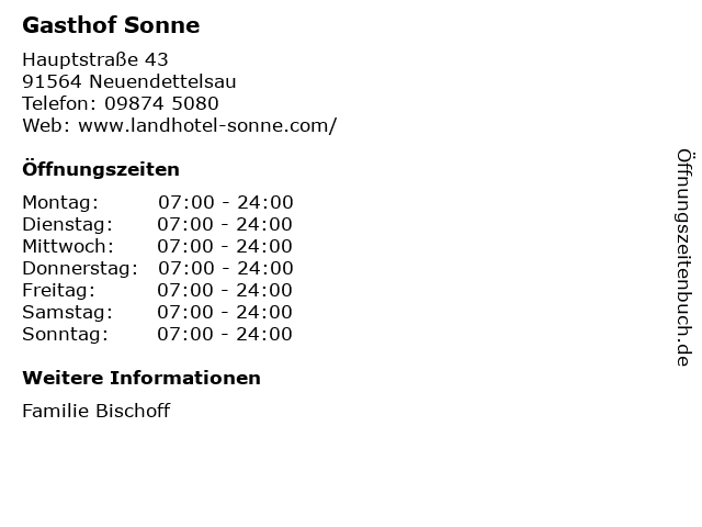 Gasthof Sonne in Neuendettelsau: Adresse und Öffnungszeiten