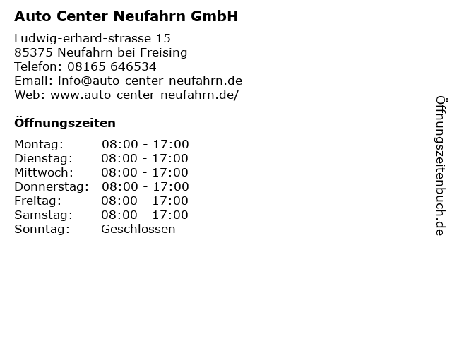 Auto Center Neufahrn GmbH in Neufahrn bei Freising: Adresse und Öffnungszeiten