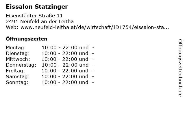 Eissalon Statzinger in Neufeld an der Leitha: Adresse und Öffnungszeiten
