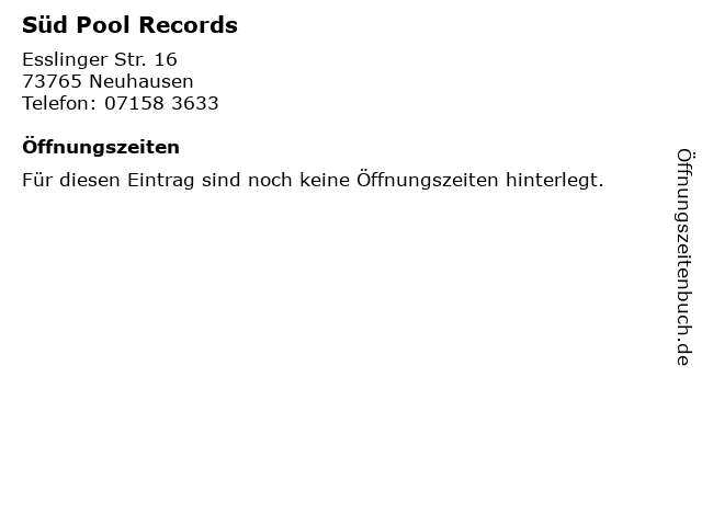 Süd Pool Records in Neuhausen: Adresse und Öffnungszeiten