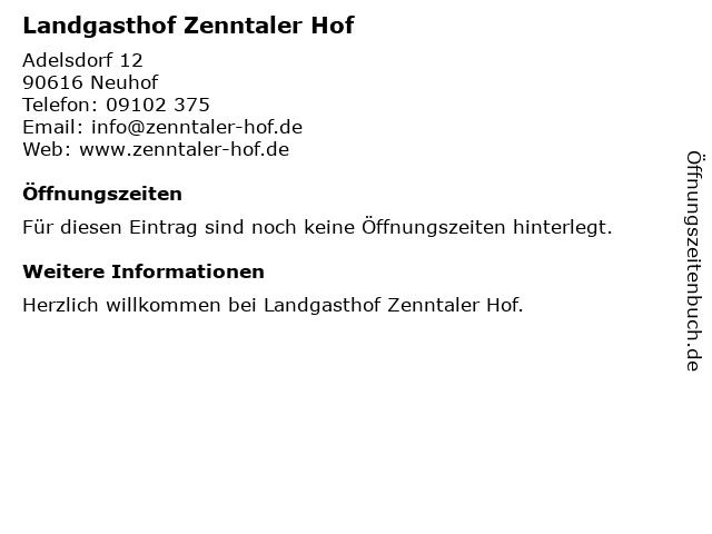 Landgasthof Zenntaler Hof in Neuhof: Adresse und Öffnungszeiten