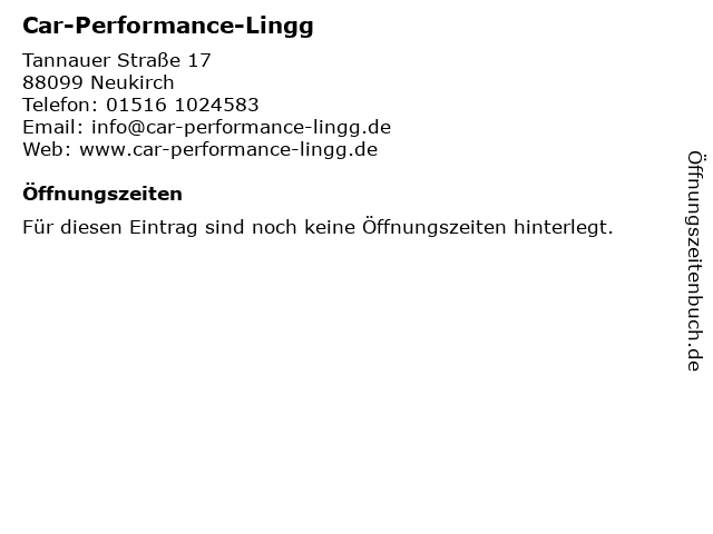 Car-Performance-Lingg in Neukirch: Adresse und Öffnungszeiten