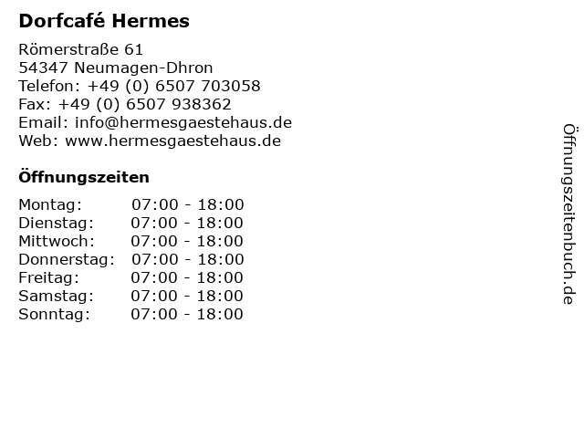 Dorfcafé Hermes in Neumagen-Dhron: Adresse und Öffnungszeiten