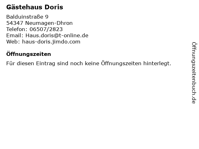 Gästehaus Doris in Neumagen-Dhron: Adresse und Öffnungszeiten