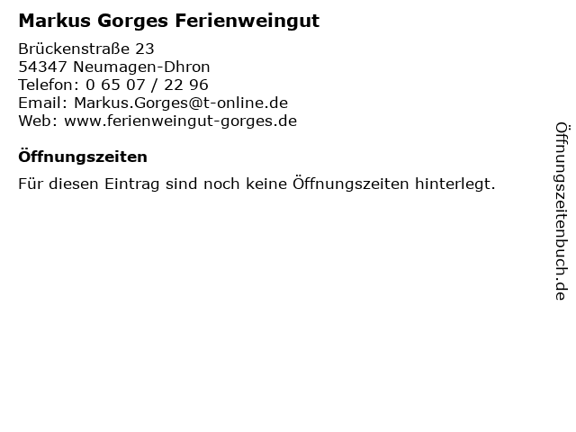 Markus Gorges Ferienweingut in Neumagen-Dhron: Adresse und Öffnungszeiten