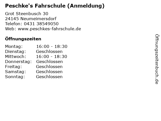 Peschke's Fahrschule (Anmeldung) in Neumeimersdorf: Adresse und Öffnungszeiten