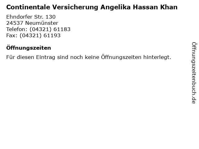 ᐅ Offnungszeiten Continentale Versicherungen Angelika Hassan Khan Ehndorfer Str 130 In Neumunster