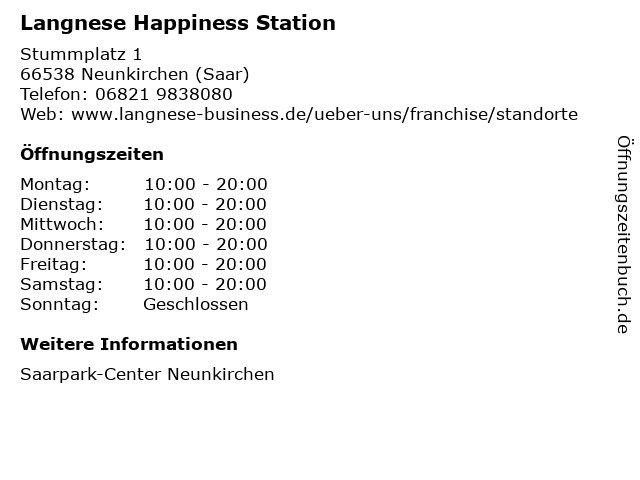 Langnese Happiness Station in Neunkirchen (Saar): Adresse und Öffnungszeiten