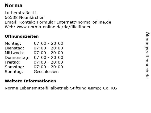 Norma in Neunkirchen: Adresse und Öffnungszeiten