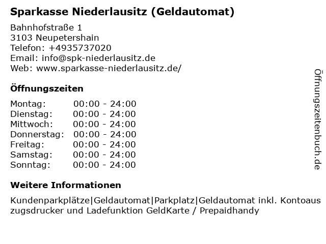 Sparkasse Niederlausitz (Geldautomat) in Neupetershain: Adresse und Öffnungszeiten