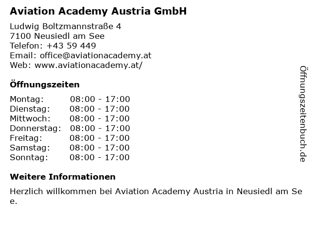 Aviation Academy Austria GmbH in Neusiedl am See: Adresse und Öffnungszeiten