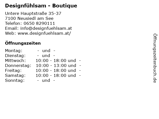 Designfühlsam - Boutique in Neusiedl am See: Adresse und Öffnungszeiten
