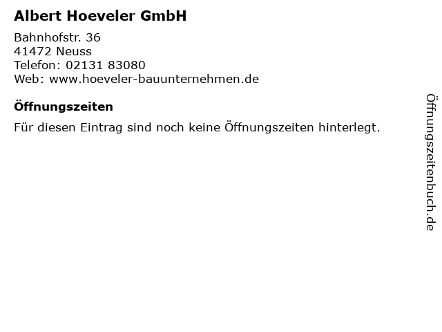 Albert Hoeveler GmbH in Neuss: Adresse und Öffnungszeiten