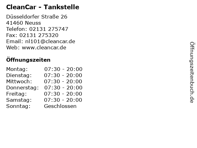 CleanCar - Tankstelle in Neuss: Adresse und Öffnungszeiten