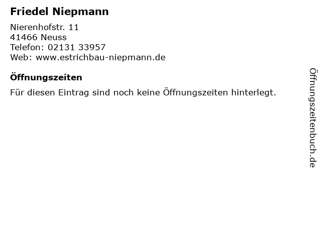 Friedel Niepmann in Neuss: Adresse und Öffnungszeiten