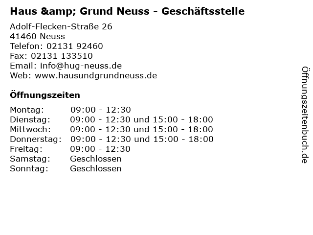 ᐅ Offnungszeiten Haus Grund Neuss Geschaftsstelle Adolf