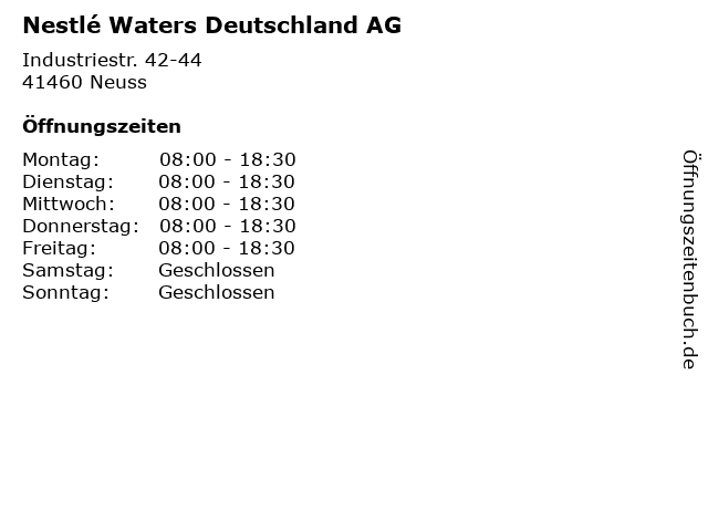 Nestlé Waters Deutschland AG in Neuss: Adresse und Öffnungszeiten