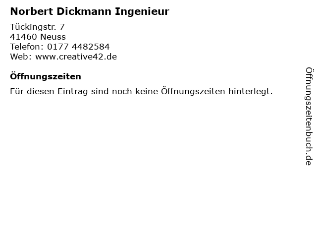 Norbert Dickmann Ingenieur in Neuss: Adresse und Öffnungszeiten