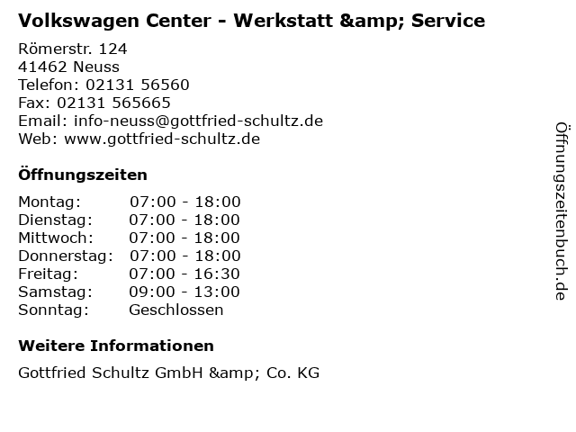 Volkswagen Center - Werkstatt & Service in Neuss: Adresse und Öffnungszeiten