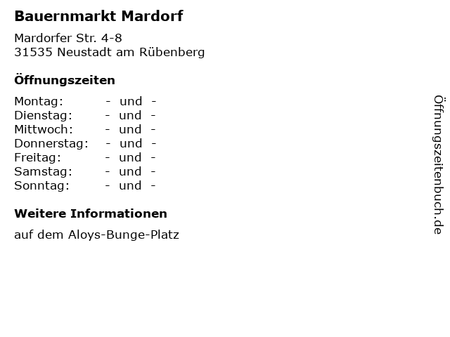 Bauernmarkt Mardorf in Neustadt am Rübenberg: Adresse und Öffnungszeiten
