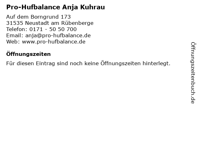 Pro-Hufbalance Anja Kuhrau in Neustadt am Rübenberge: Adresse und Öffnungszeiten