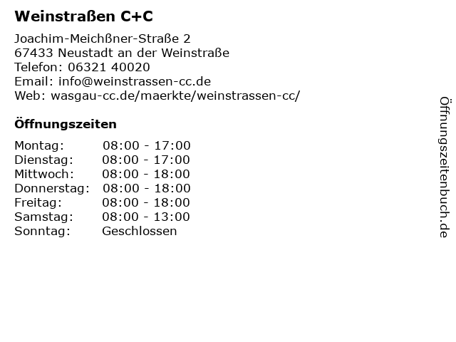 Weinstraßen C+C in Neustadt an der Weinstraße: Adresse und Öffnungszeiten