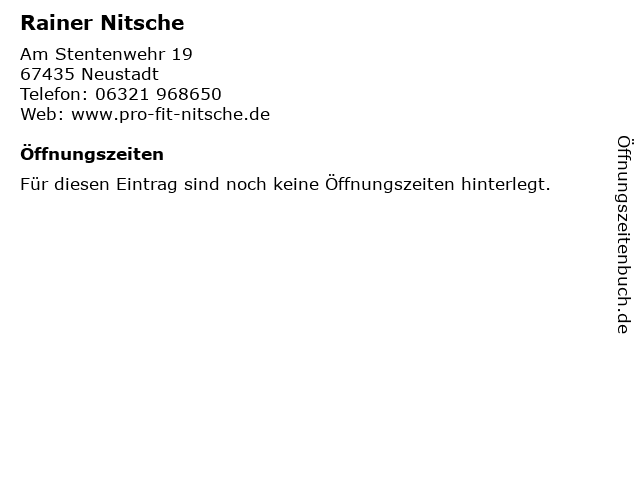Rainer Nitsche in Neustadt: Adresse und Öffnungszeiten