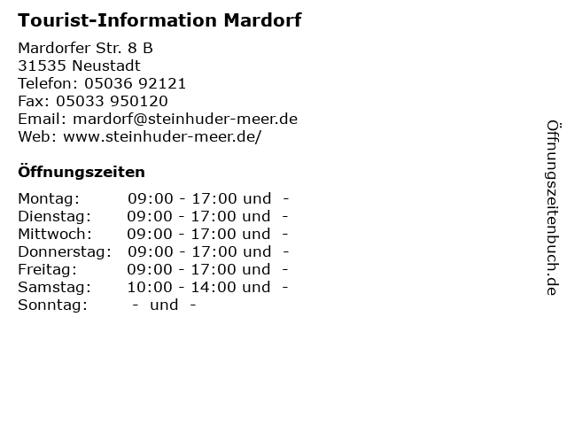 Tourist-Information Mardorf in Neustadt: Adresse und Öffnungszeiten