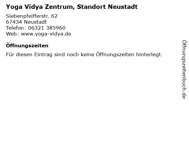 Yoga Vidya Zentrum, Standort Neustadt in Neustadt: Adresse und Öffnungszeiten