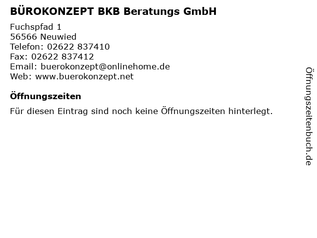 BÜROKONZEPT BKB Beratungs GmbH in Neuwied: Adresse und Öffnungszeiten