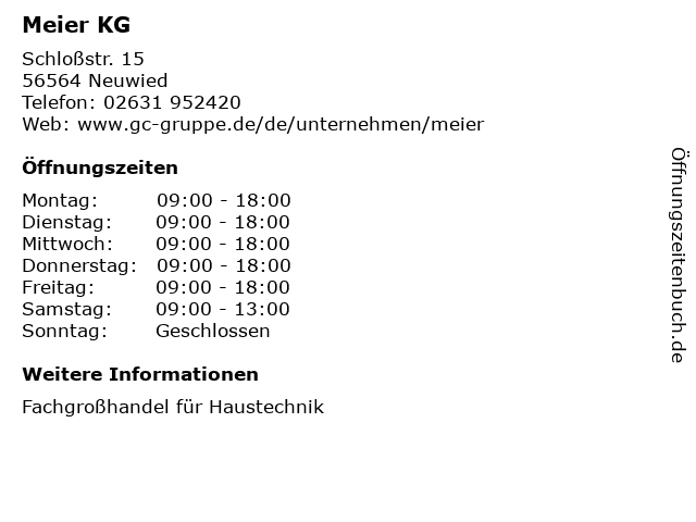 Meier KG in Neuwied: Adresse und Öffnungszeiten