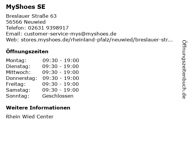 MyShoes SE in Neuwied: Adresse und Öffnungszeiten