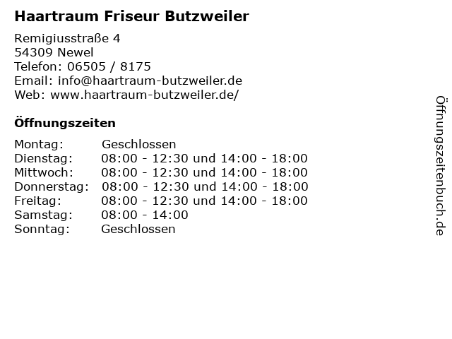 Haartraum Friseur Butzweiler in Newel: Adresse und Öffnungszeiten