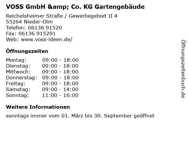 VOSS GmbH & Co. KG Gartengebäude in Nieder-Olm: Adresse und Öffnungszeiten