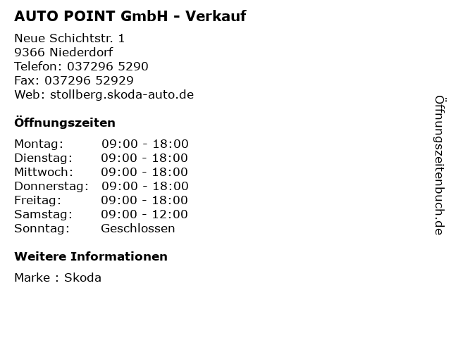 AUTO POINT GmbH - Verkauf in Niederdorf: Adresse und Öffnungszeiten
