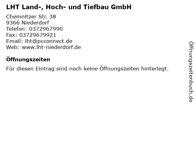 LHT Land-, Hoch- und Tiefbau GmbH in Niederdorf: Adresse und Öffnungszeiten