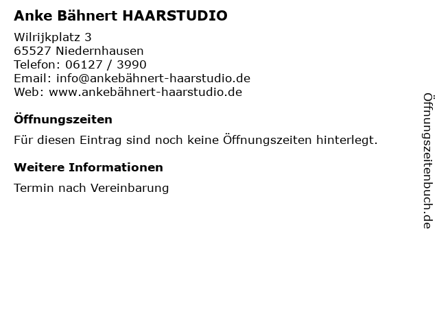 Anke Bähnert HAARSTUDIO in Niedernhausen: Adresse und Öffnungszeiten