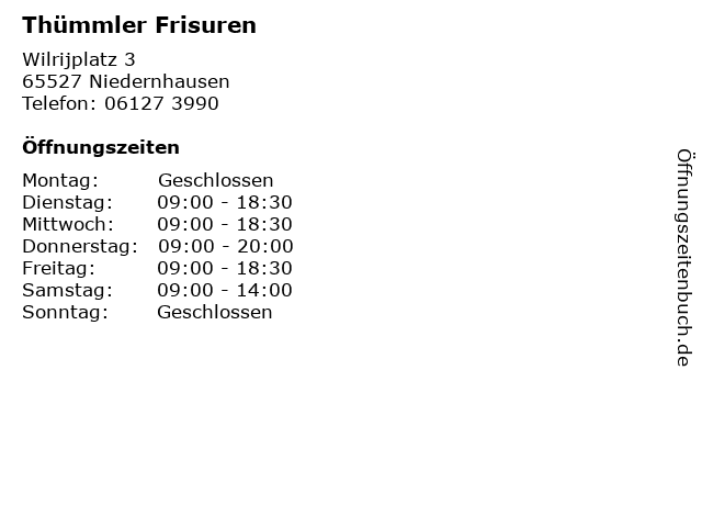 Thümmler Frisuren in Niedernhausen: Adresse und Öffnungszeiten