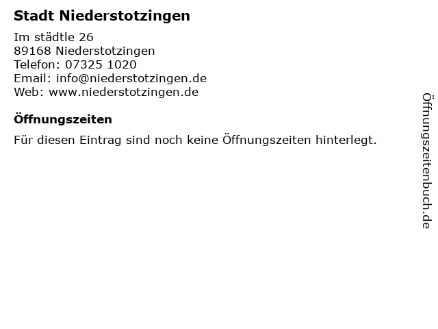 Stadt Niederstotzingen in Niederstotzingen: Adresse und Öffnungszeiten