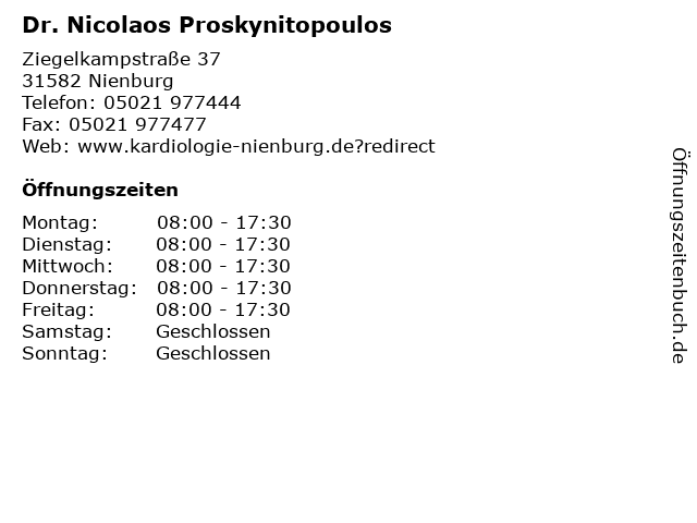 Dr. Nicolaos Proskynitopoulos in Nienburg: Adresse und Öffnungszeiten