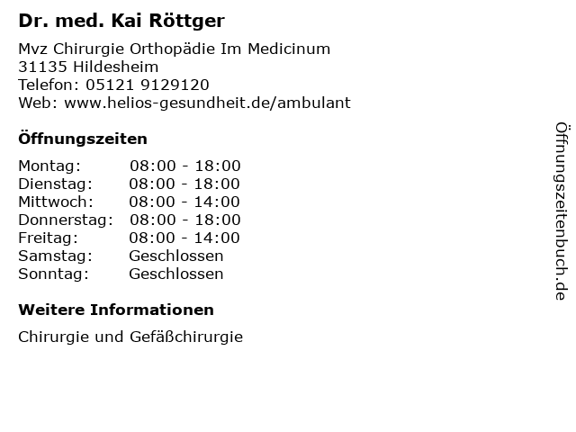 Dr. med. Kai Röttger in Nienburg: Adresse und Öffnungszeiten